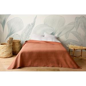 Jeté de lit uni 100% polyester terre cuite 180x240cm