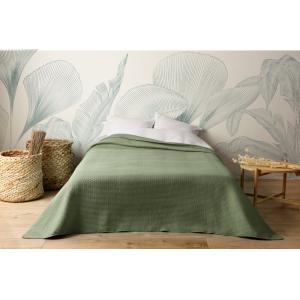 Jeté de lit uni 100% polyester vert kaki 230x250cm