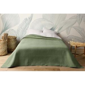Jeté de lit uni 100% polyester vert kaki 250x260cm
