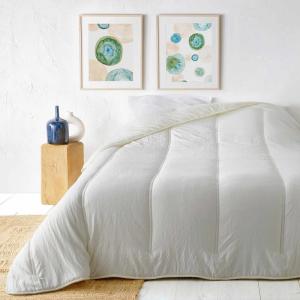 Jeté de lit uni polyester crème 240x260 cm