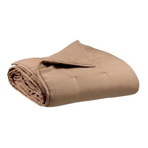 Jeté stonewashed  en lin sable 180 x 260 cm