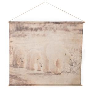 Kakemono Famille Ours 120x140 gris en tissu