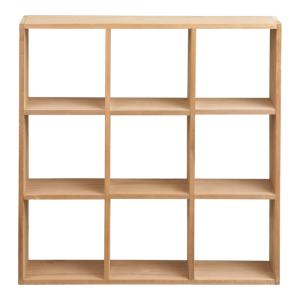 KAZ- Étagère murale 9 cases en bois naturel 46x46 cm