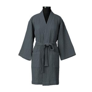 Kimono coton gaufré 95x64 bleu orage