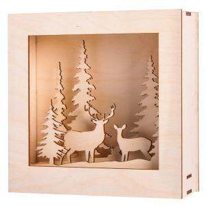 Kit cadre en bois forêt de Noël 20x20cm