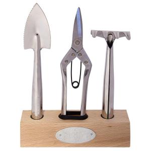 Kit outils jardin intérieur acier inox argent