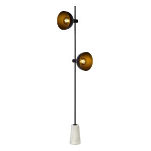 Lampadaire, 2 lampes, noir, 170 cm, métal