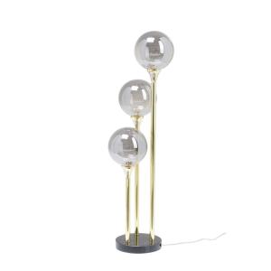 Lampadaire 3 globes en verre, acier doré et marbre H83