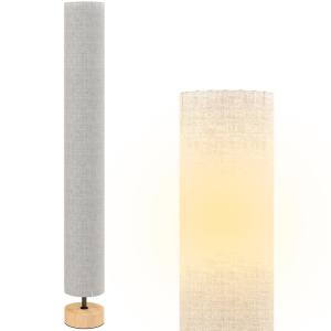 Lampadaire abat-jour en lin interrupteur à pied gris