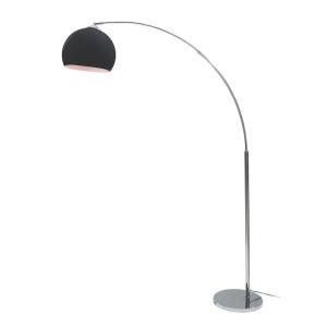 Lampadaire abat jour PVC noir pied métal chrome