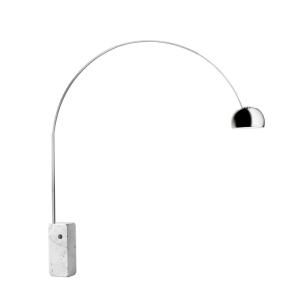 Lampadaire arc en acier et marbre, H240x220 cm