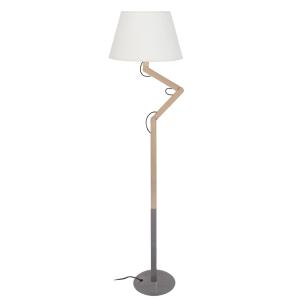Lampadaire articulé bois naturel  et métal abat-jour tissu…