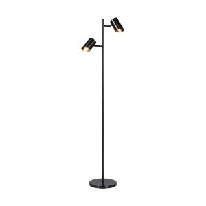 Lampadaire avec 2 lampes en noir et en or h144 cm en métal