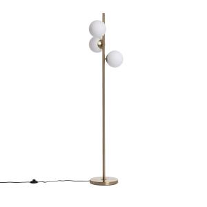 Lampadaire avec 3 points lumineux en verre H148cm - Laiton