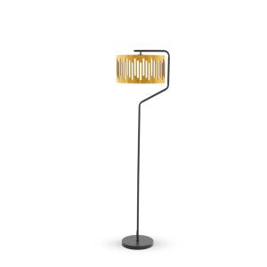 Lampadaire avec abat-jour en contreplaqué couleur miel