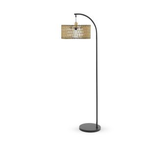 Lampadaire avec abat-jour en contreplaqué naturel et noir