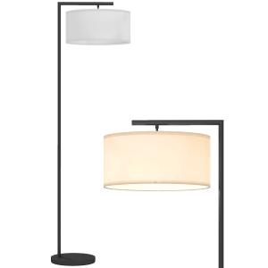 Lampadaire avec abat-jour en tissu de lin noir et blanc