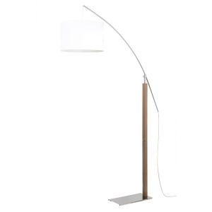Lampadaire avec bras chromé métal/bois argent 190 cm