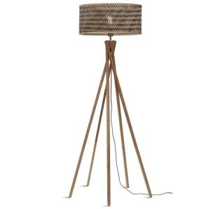 Lampadaire bambou abat-jour bambou naturel/noir, h. 146cm