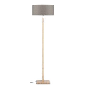 Lampadaire bambou abat-jour lin lin foncé, h. 167cm