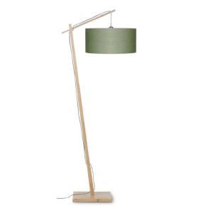 Lampadaire bambou et lin naturel vert H176cm