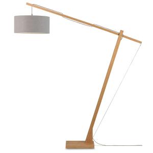 Lampadaire bambou/lin gris clair H207cm