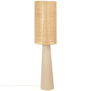 Lampadaire beige et abat-jour en rotin H140