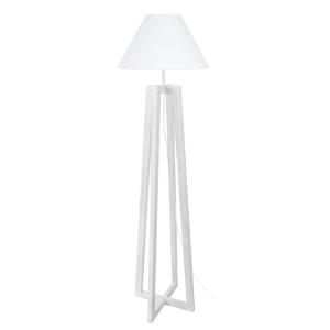 Lampadaire bois blanc abat-jour blanc