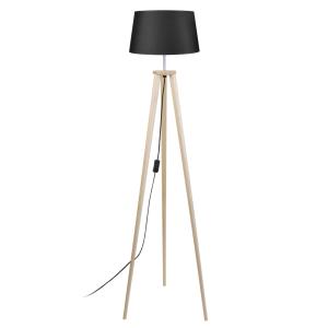 Lampadaire bois H150cm naturel;Abat-jour: noir