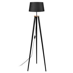 Lampadaire bois H150cm noir;Abat-jour: noir