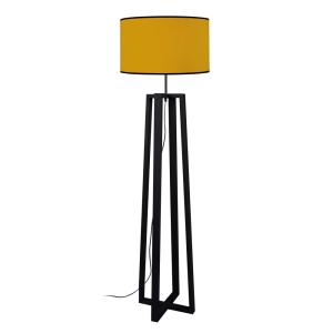 Lampadaire bois H155cm  noir;Abat-jour: jaune