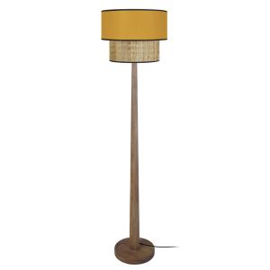 Lampadaire bois H162cm foncé;Abat-jour: jaune
