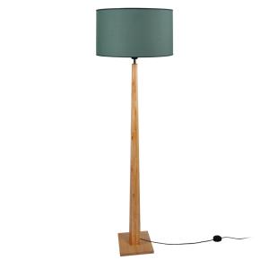 Lampadaire bois H162cm naturel;Abat-jour: vert pétrole