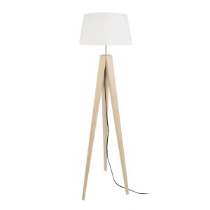 Lampadaire bois H163cm naturel;Abat-jour: blanc ivoire