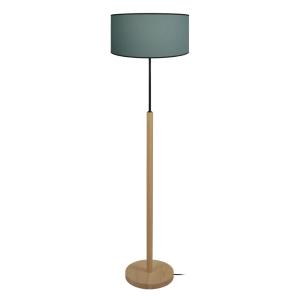Lampadaire bois H163cm naturel ;Abat-jour: pétrole