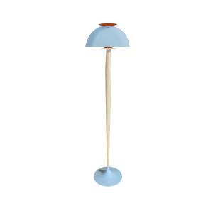 Lampadaire bois métal beige abat-jour multicolore