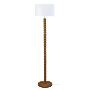 Lampadaire   bois,métal   foncé abat-jour tissu blanc