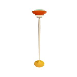 Lampadaire bois métal H162cm Abat-jour orange