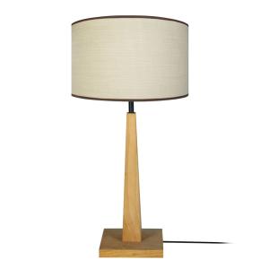 Lampadaire bois naturel abat-jour blanc