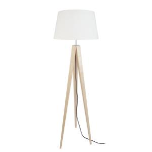Lampadaire bois naturel abat-jour ecrú
