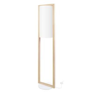 Lampadaire bois naturel métal abat-jour tissu écru