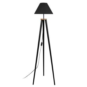Lampadaire bois noir abat-jour noir