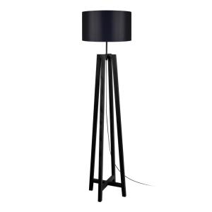 Lampadaire   bois noir  abat-jour tissu negro