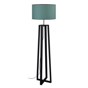 Lampadaire   bois   noir  abat-jour tissu vert