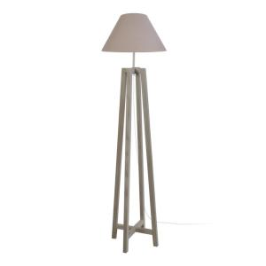 Lampadaire bois taupe abat-jour taupe