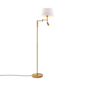 Lampadaire bronze avec abat-jour blanc et liseuse orientable