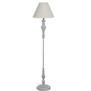 Lampadaire classique en métal gris et abat-jour lin beige 3…