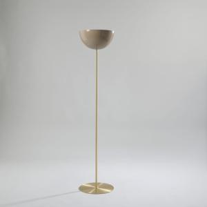 Lampadaire cloche en acier beige et doré H133