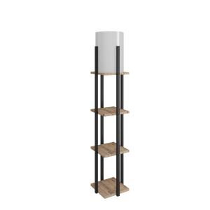 Lampadaire combiné 3 étagères 135cm bois naturel et noir et…