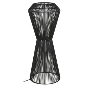 Lampadaire d'extérieur en métal et polyrotin noirs H100